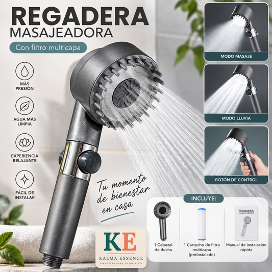 Regadera masajeadora de alta presión Hydrazen